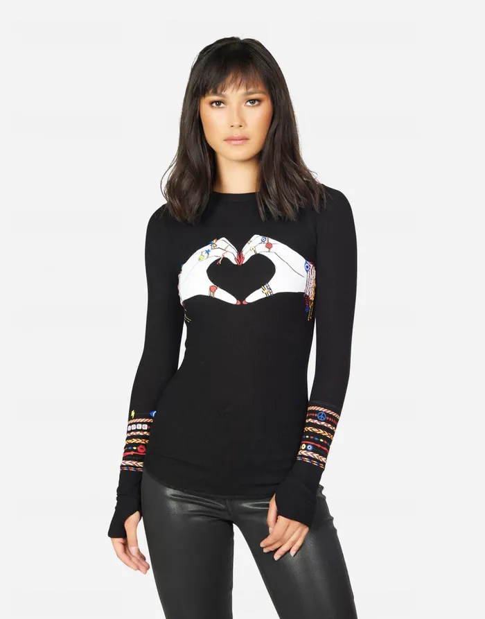 Women039s McKinley Friendship Love Black Lauren Moshi Long Sleeve
