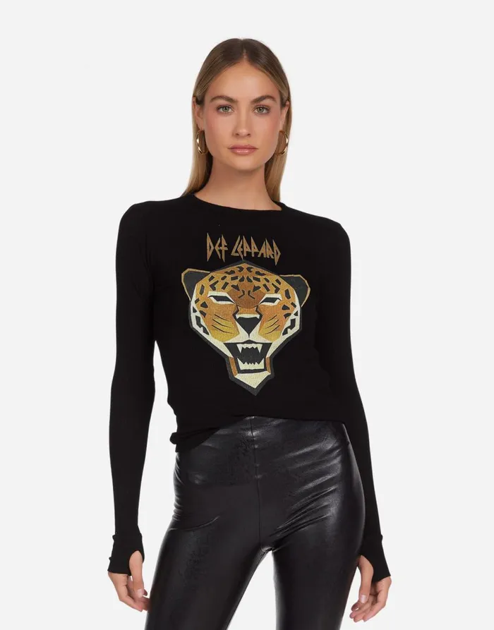Women039s McKinley Geometric Def Leppard Black Lauren Moshi Long Sleeve