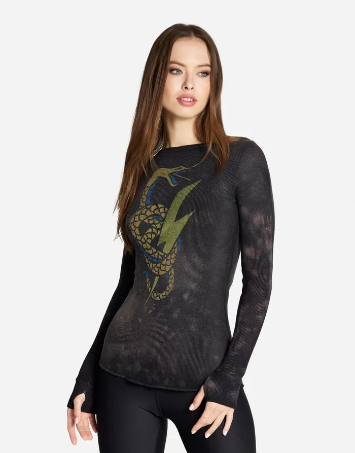 Women039s McKinley Lightning Snake Sunfade Onyx Lauren Moshi Long Sleeve