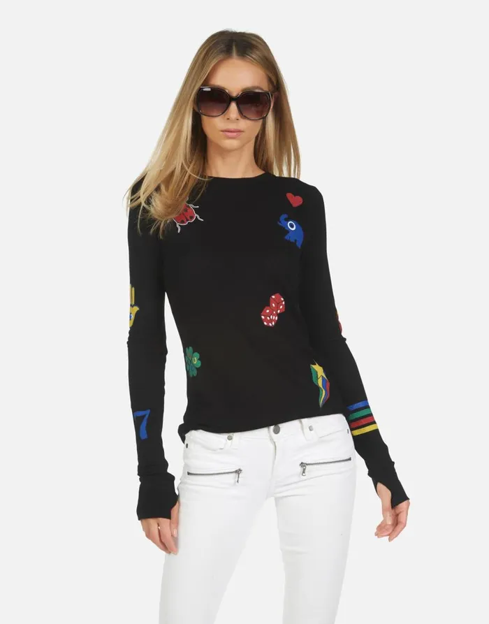Women039s McKinley Lucky Elements Black Lauren Moshi Long Sleeve