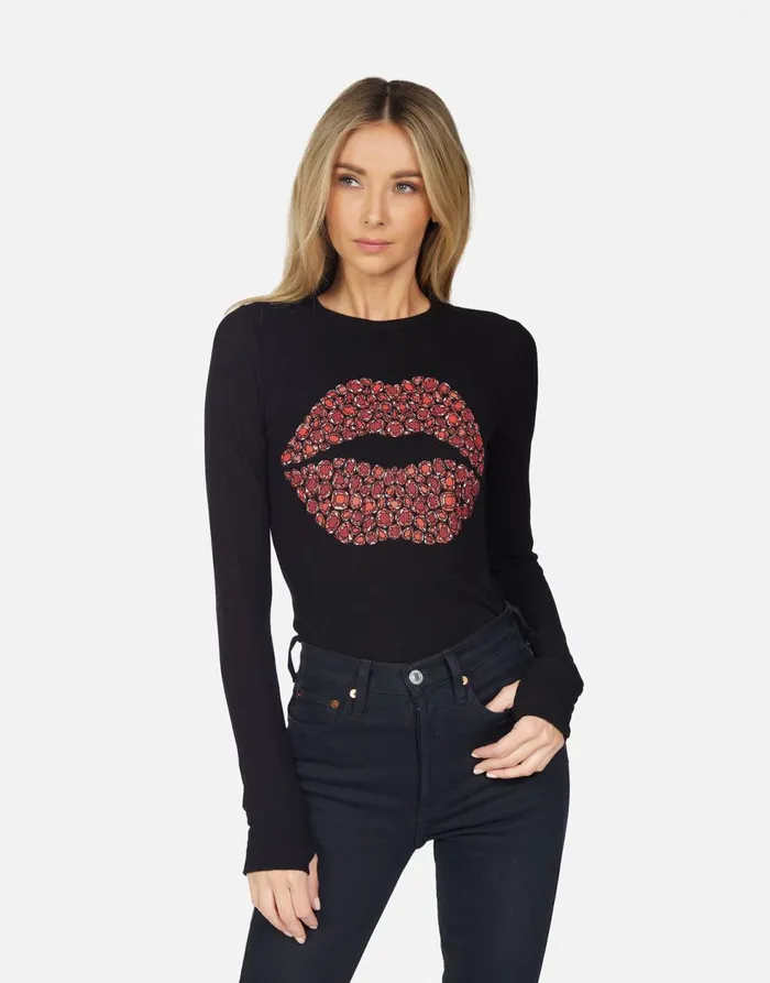 Women039s McKinley Ruby Lip Black Lauren Moshi Long Sleeve