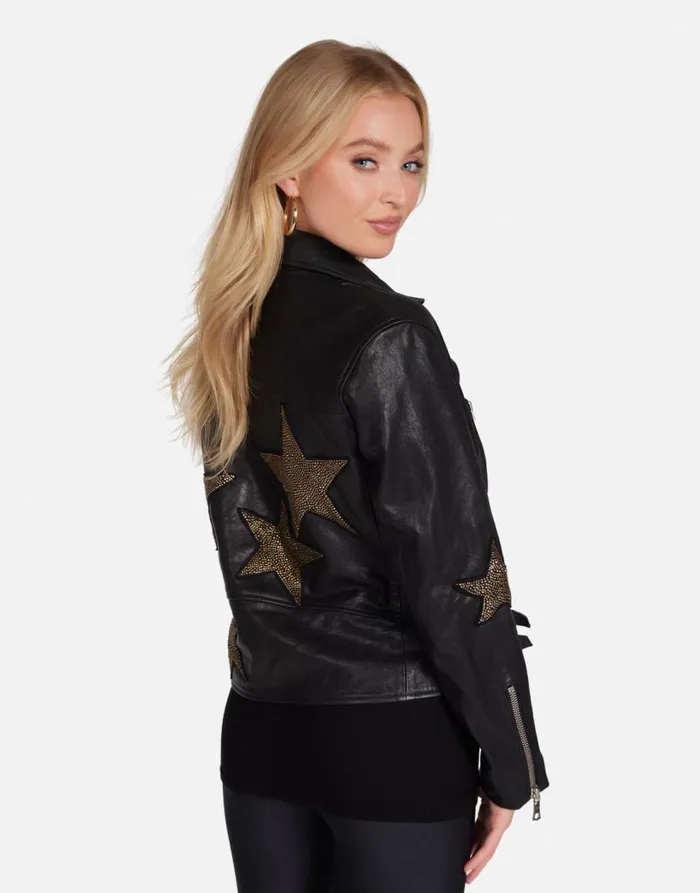 Women039sMen039s Posey Gold Crystal Multi Stars Black Lauren Moshi Hoodies