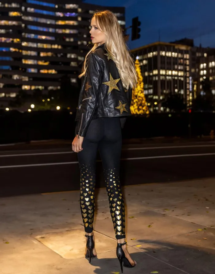 Women039sMen039s Posey Gold Crystal Multi Stars Black Lauren Moshi Hoodies