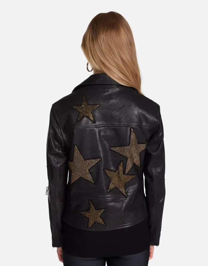 Women039sMen039s Posey Gold Crystal Multi Stars Black Lauren Moshi Hoodies