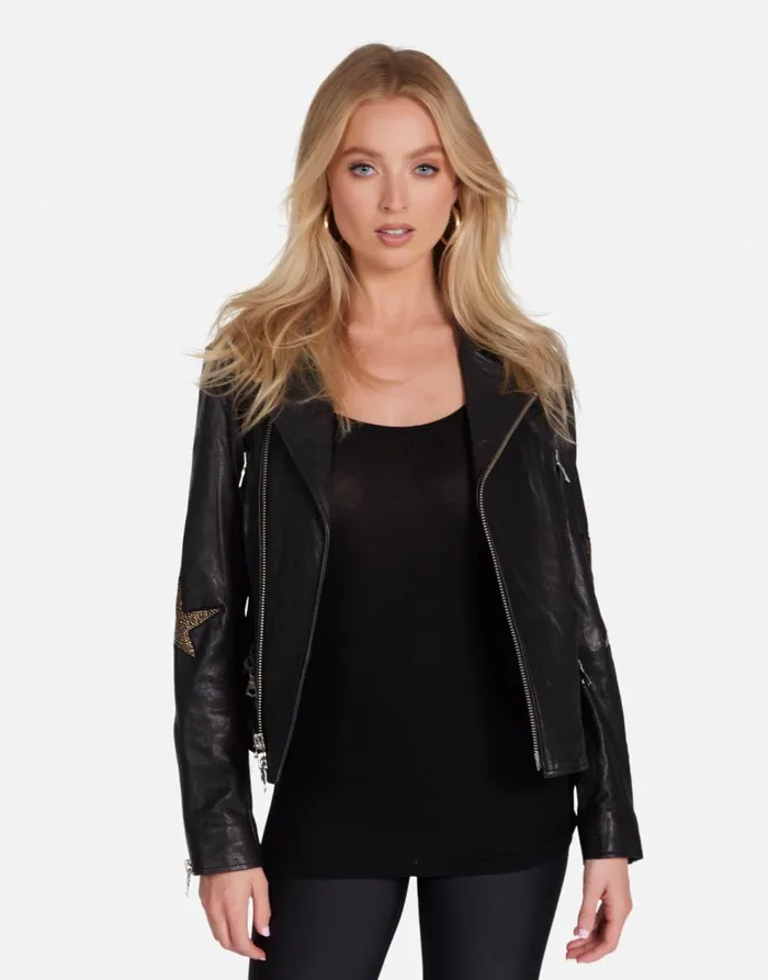 Women039sMen039s Posey Gold Crystal Multi Stars Black Lauren Moshi Hoodies