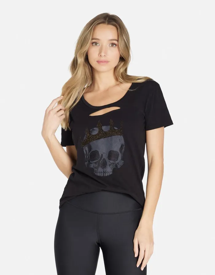 Women039s Myra X Diamond Royal Skull Black Lauren Moshi Short Sleeve
