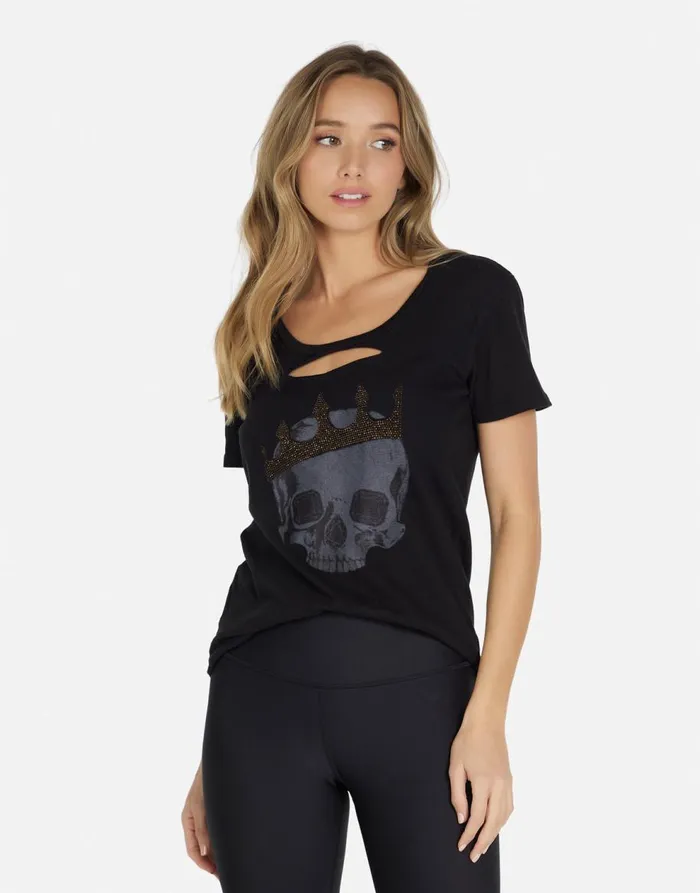 Women039s Myra X Diamond Royal Skull Black Lauren Moshi Short Sleeve