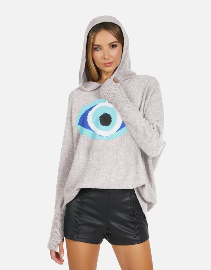 Women039s Namiko X Painted Evil Eye Heather Grey Lauren Moshi Long Sleeve