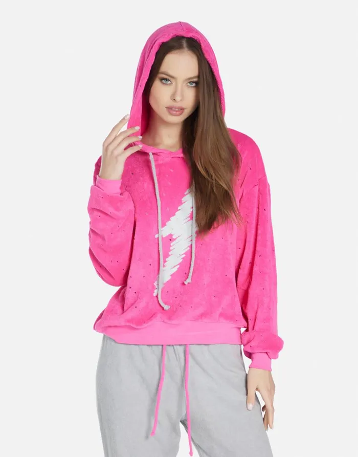 Women039s Nurys Scribble Lightning Bright Pink Silver Lauren Moshi Hoodies