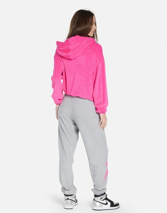 Women039s Nurys Scribble Lightning Bright Pink Silver Lauren Moshi Hoodies