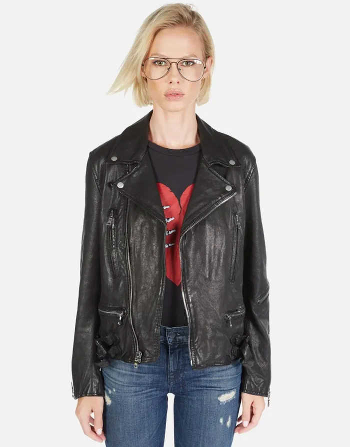 Women039s Posey Skeleton Hand Heart Black Lauren Moshi Jackets