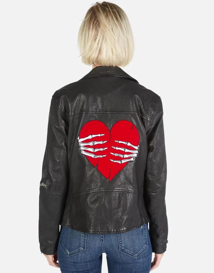 Women039s Posey Skeleton Hand Heart Black Lauren Moshi Jackets