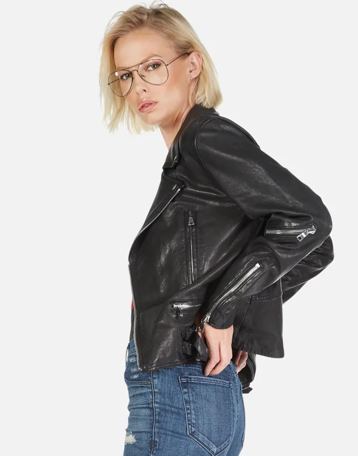 Women039s Posey Skeleton Hand Heart Black Lauren Moshi Jackets