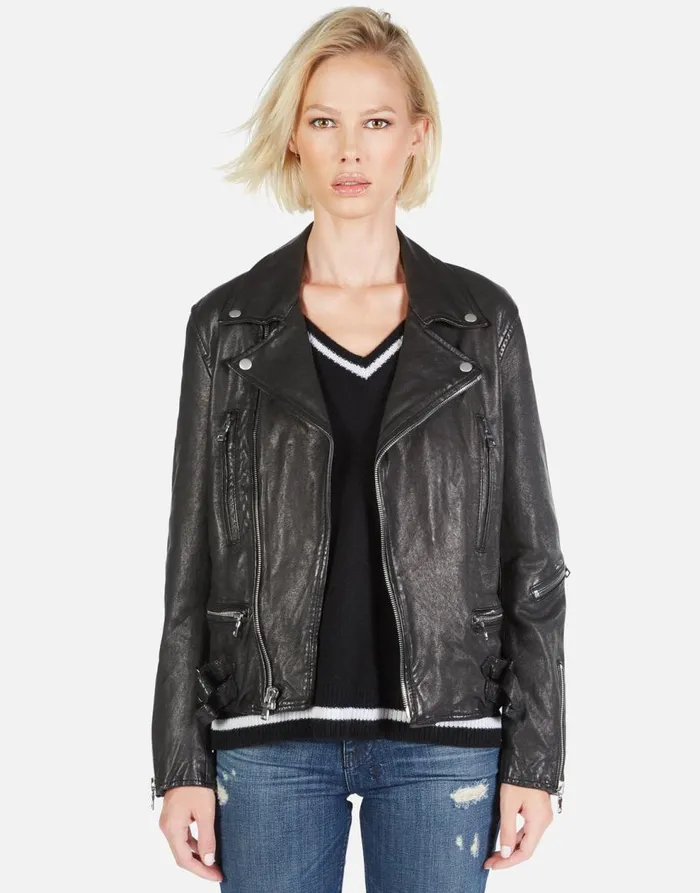 Women039s Posey Skeleton Hand Heart Black Lauren Moshi Jackets
