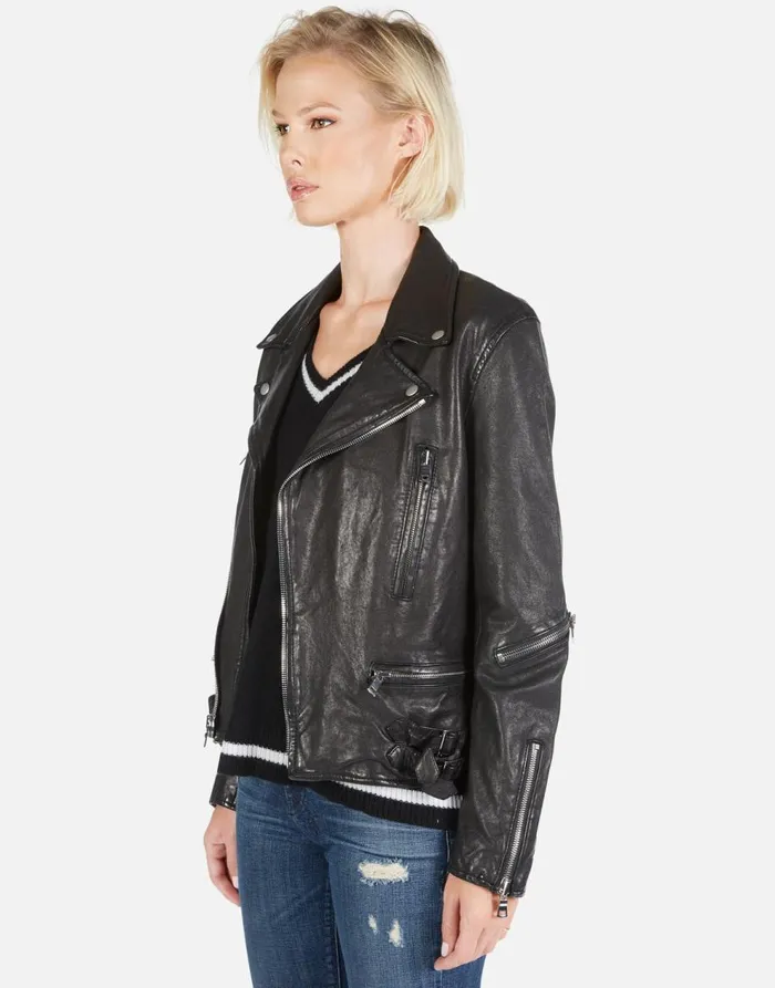 Women039s Posey Skeleton Hand Heart Black Lauren Moshi Jackets
