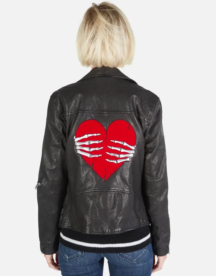 Women039s Posey Skeleton Hand Heart Black Lauren Moshi Jackets