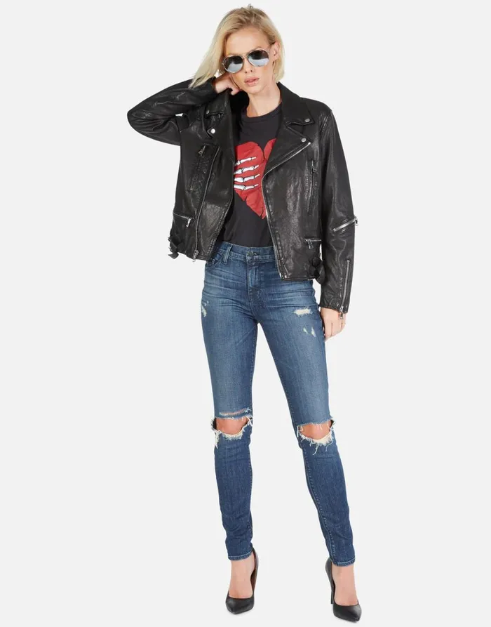 Women039s Posey Skeleton Hand Heart Black Lauren Moshi Jackets