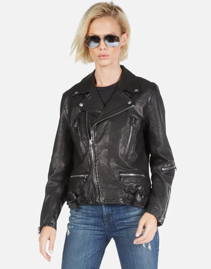 Women039s Posey Skeleton Hand Heart Black Lauren Moshi Jackets