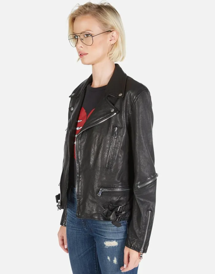 Women039s Posey Skeleton Hand Heart Black Lauren Moshi Jackets