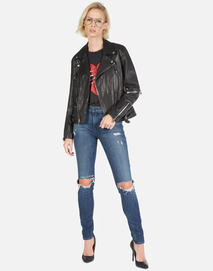 Women039s Posey Skeleton Hand Heart Black Lauren Moshi Jackets