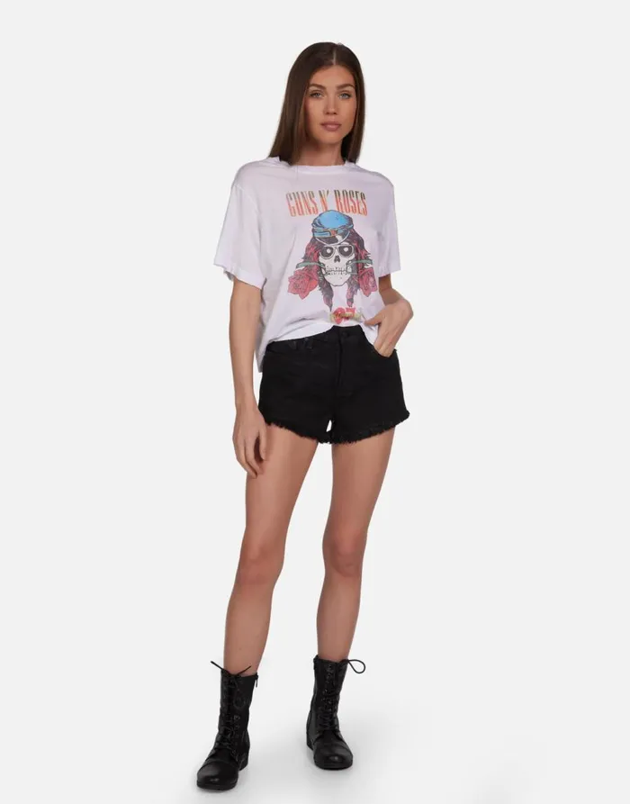 Women039s Rue Guns N039 Roses Skull Milk Lauren Moshi Short Sleeve