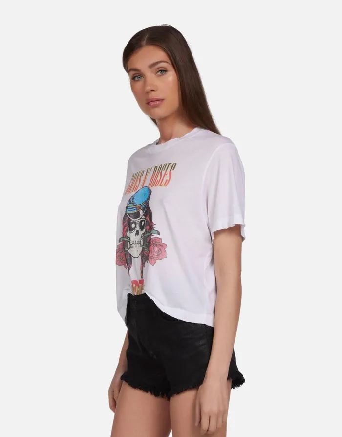 Women039s Rue Guns N039 Roses Skull Milk Lauren Moshi Short Sleeve