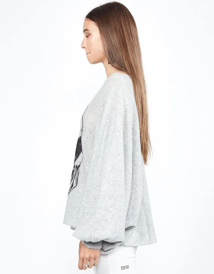 Women039s Sash Heart Eye Skull Heather Grey Lauren Moshi Sweaters and Knits