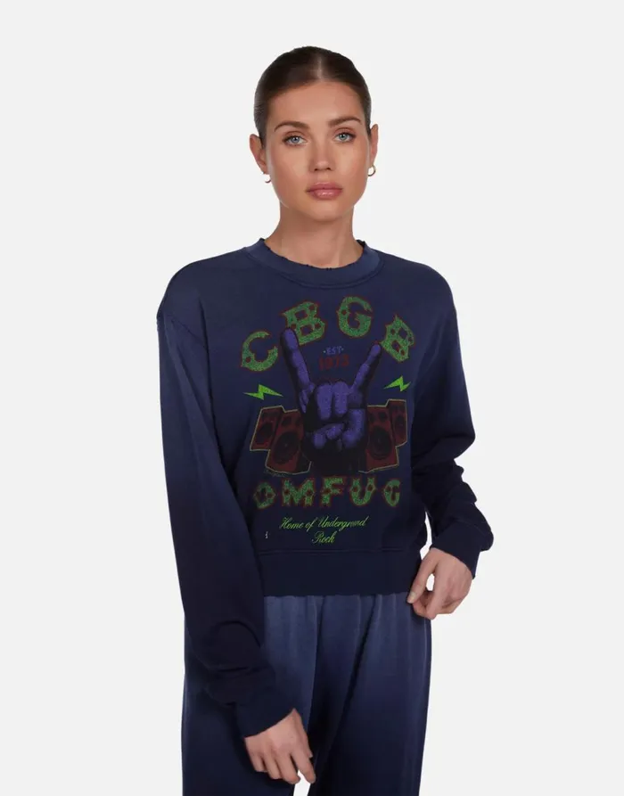 Women039s Spalding CBGB Rock Hand Dark Navy Ombre Lauren Moshi Long Sleeve