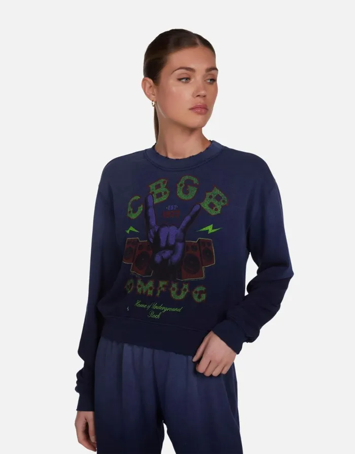 Women039s Spalding CBGB Rock Hand Dark Navy Ombre Lauren Moshi Long Sleeve