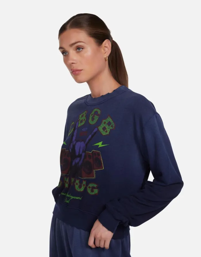 Women039s Spalding CBGB Rock Hand Dark Navy Ombre Lauren Moshi Long Sleeve