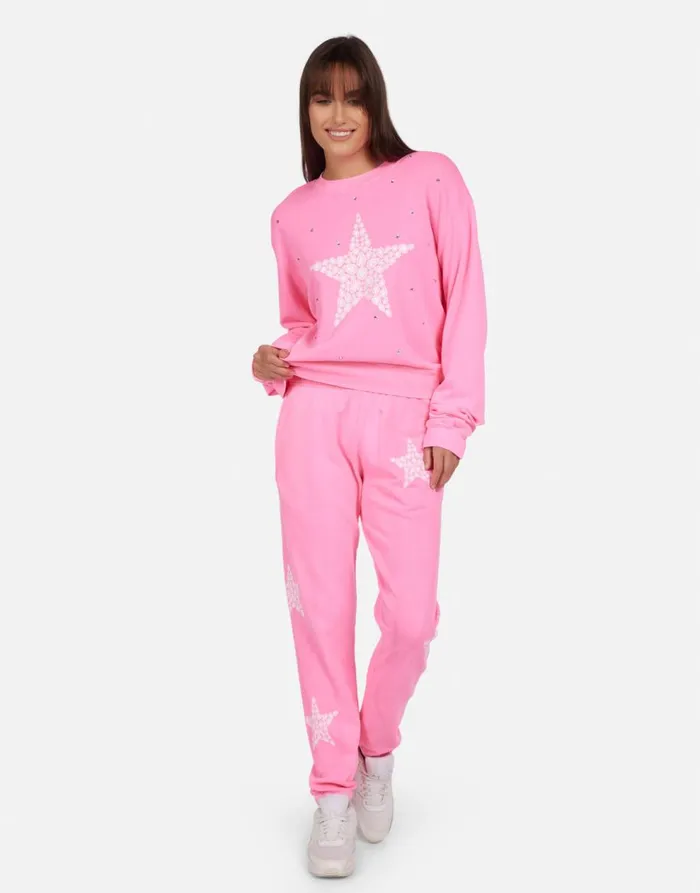 Women039s Spalding Diamond Star Neon Pink Lauren Moshi Long Sleeve