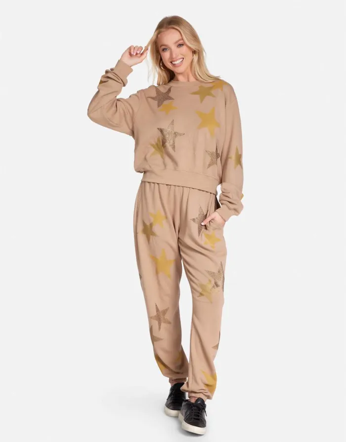 Women039s Spalding Gold Crystal Multi Stars Sand Dune Lauren Moshi Long Sleeve