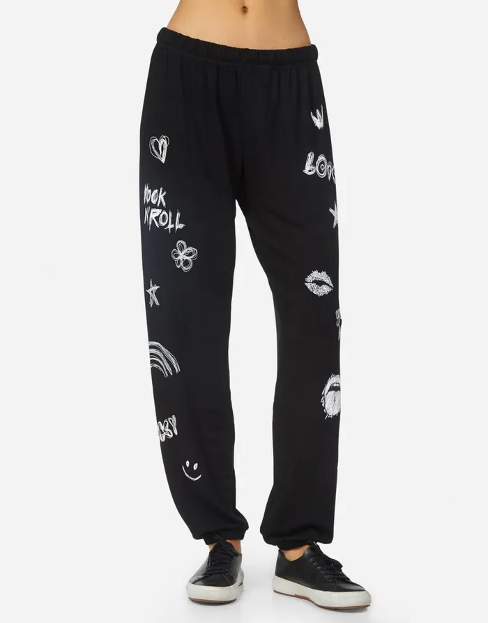 Women039s Tanzy Doodle Elements Black Lauren Moshi Long Sweatpants