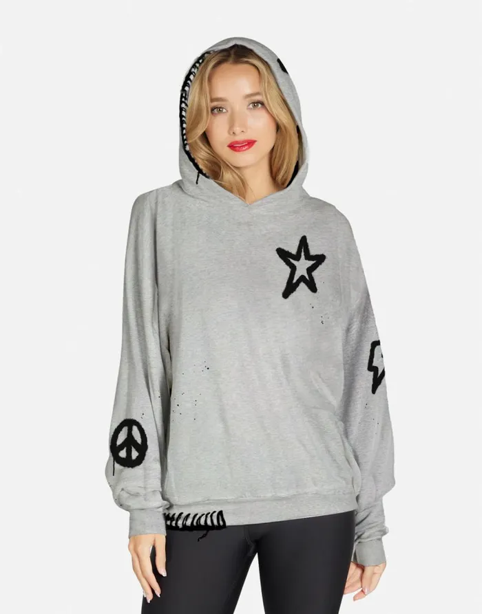 Women039s Trina Airbrush Elements Heather Grey Lauren Moshi Hoodies