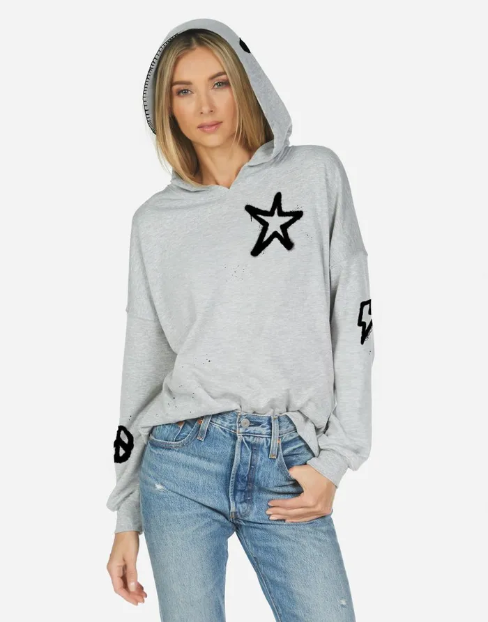 Women039s Trina Airbrush Elements Heather Grey Lauren Moshi Hoodies