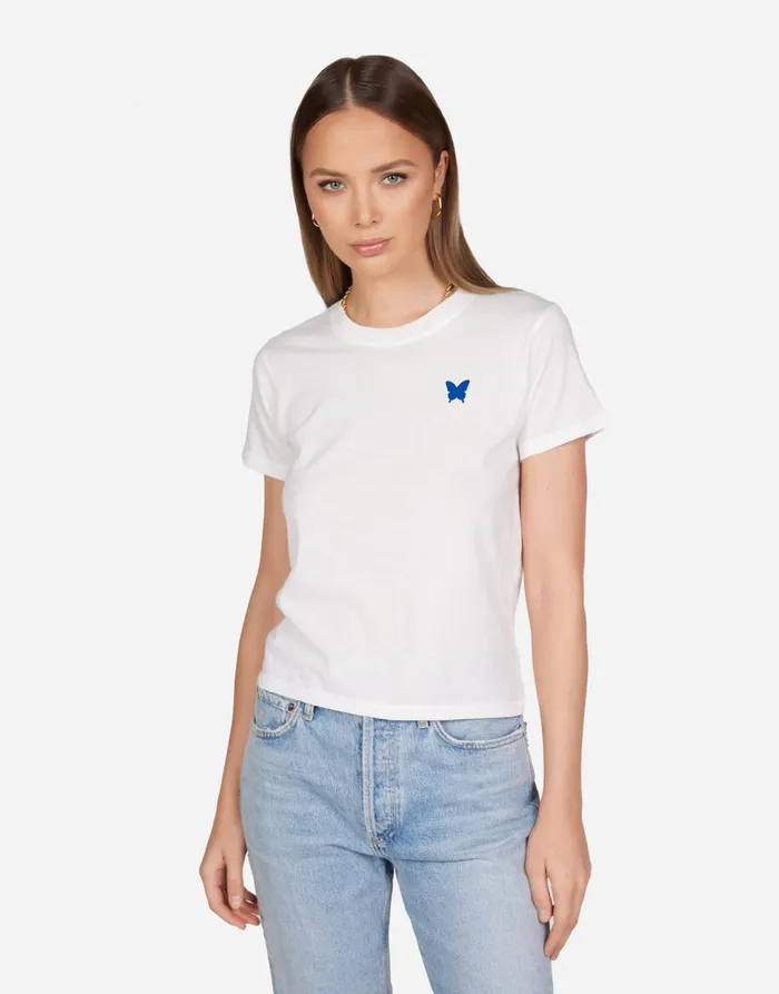 Women039s Ursula Butterfly Happyface Milk Lauren Moshi Short Sleeve