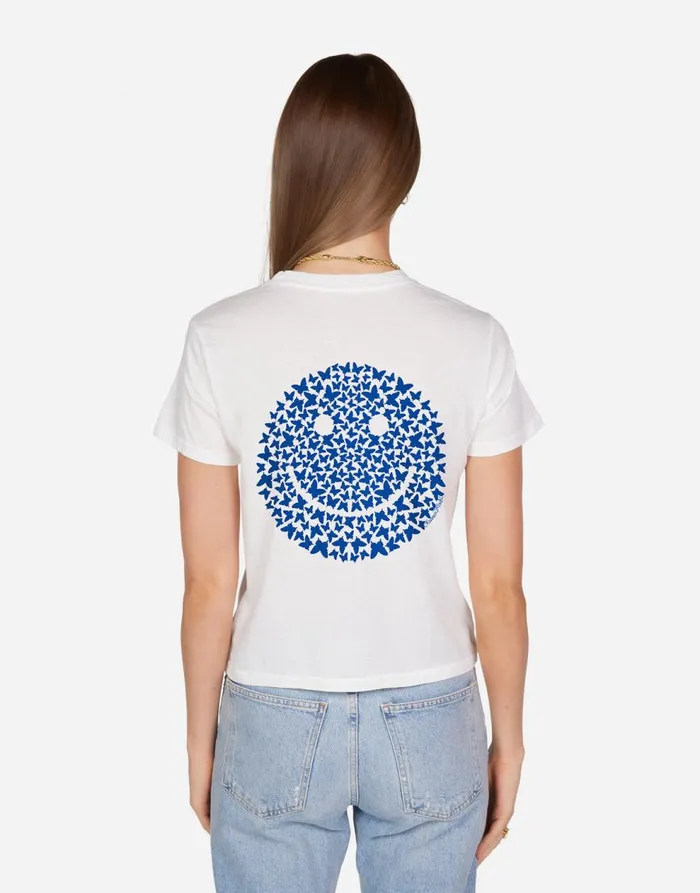Women039s Ursula Butterfly Happyface Milk Lauren Moshi Short Sleeve