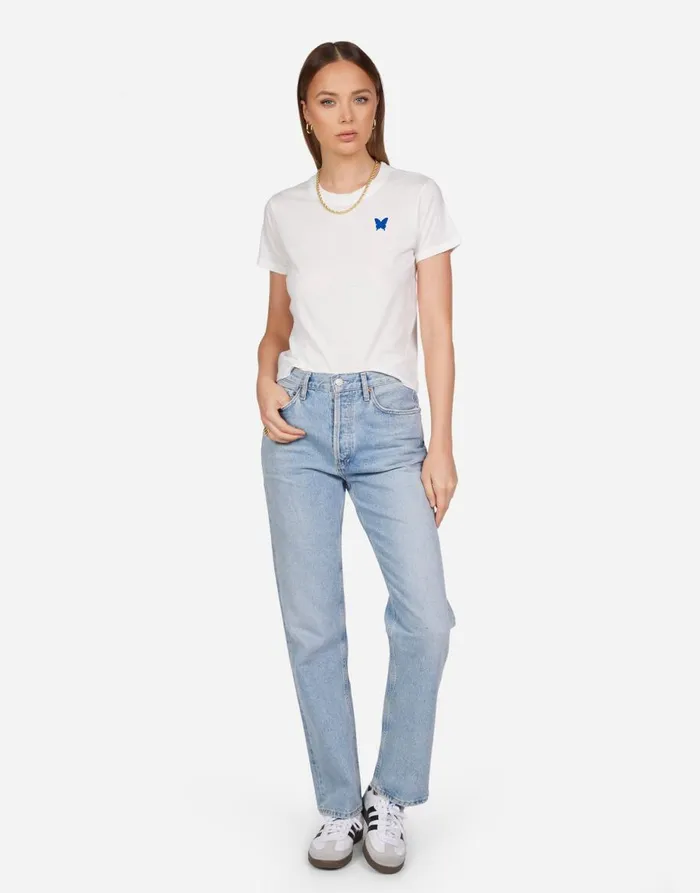 Women039s Ursula Butterfly Happyface Milk Lauren Moshi Short Sleeve