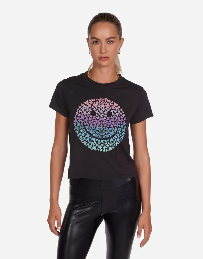 Women039s Ursula Ombre Butterfly Happyface Onyx Lauren Moshi Short Sleeve