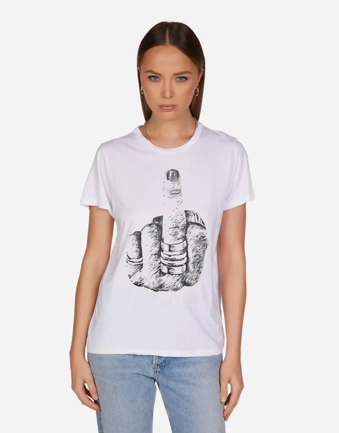 Women039s Wolf Fxck You White Lauren Moshi Short Sleeve