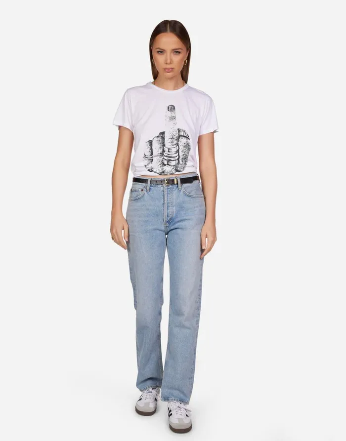 Women039s Wolf Fxck You White Lauren Moshi Short Sleeve