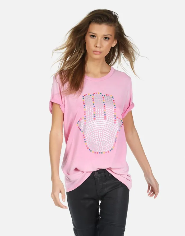Women039s Wolf Hamsa Elements Party Pink Ombre Lauren Moshi Short Sleeve