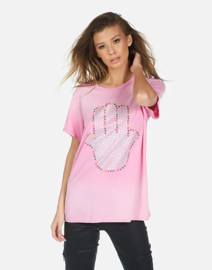 Women039s Wolf Hamsa Elements Party Pink Ombre Lauren Moshi Short Sleeve