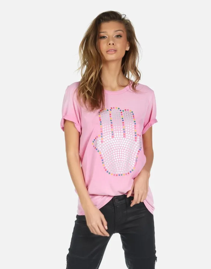 Women039s Wolf Hamsa Elements Party Pink Ombre Lauren Moshi Short Sleeve