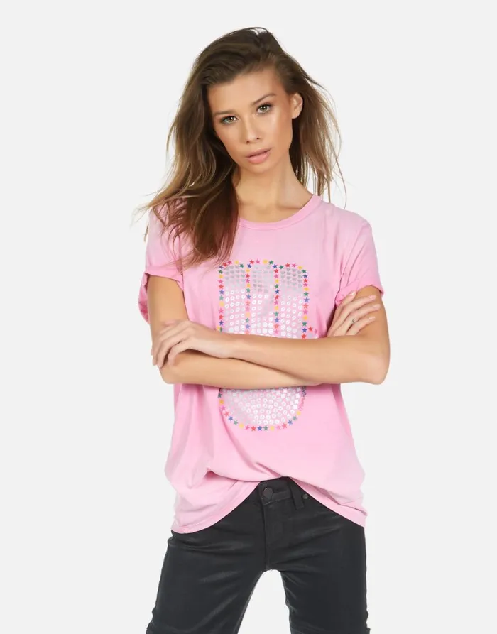 Women039s Wolf Hamsa Elements Party Pink Ombre Lauren Moshi Short Sleeve