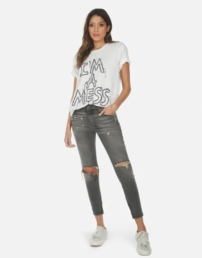 Women039s Wolf I039m A Mess Milk Lauren Moshi Short Sleeve