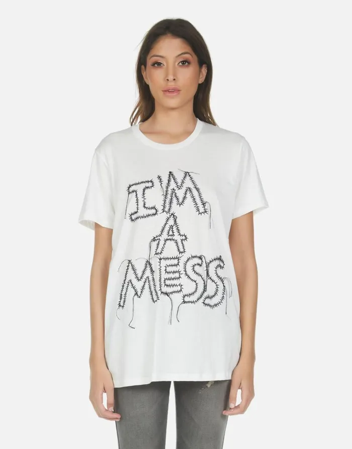 Women039s Wolf I039m A Mess Milk Lauren Moshi Short Sleeve
