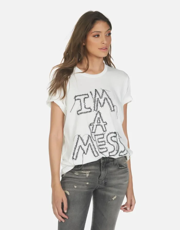 Women039s Wolf I039m A Mess Milk Lauren Moshi Short Sleeve
