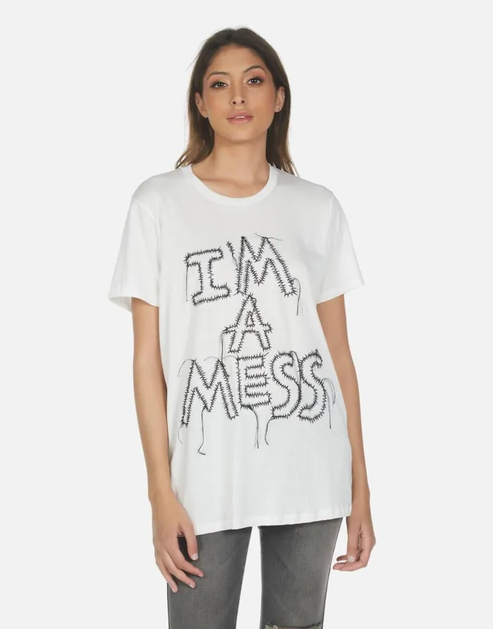Women039s Wolf I039m A Mess Milk Lauren Moshi Short Sleeve