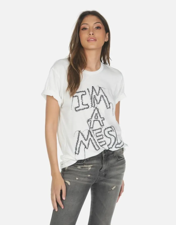 Women039s Wolf I039m A Mess Milk Lauren Moshi Short Sleeve